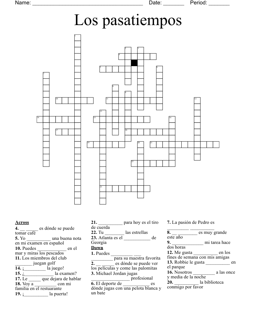 Los pasatiempos Crossword