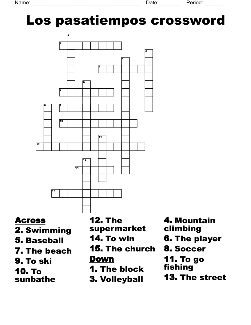 Los pasatiempos crossword