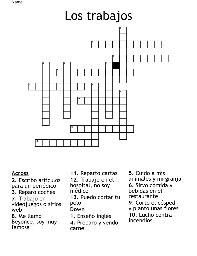 Los trabajos Crossword