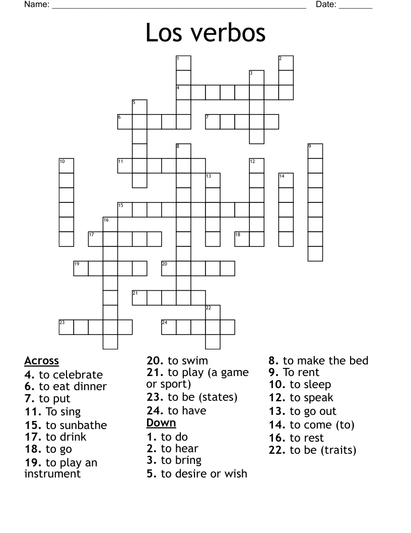 Los verbos Crossword