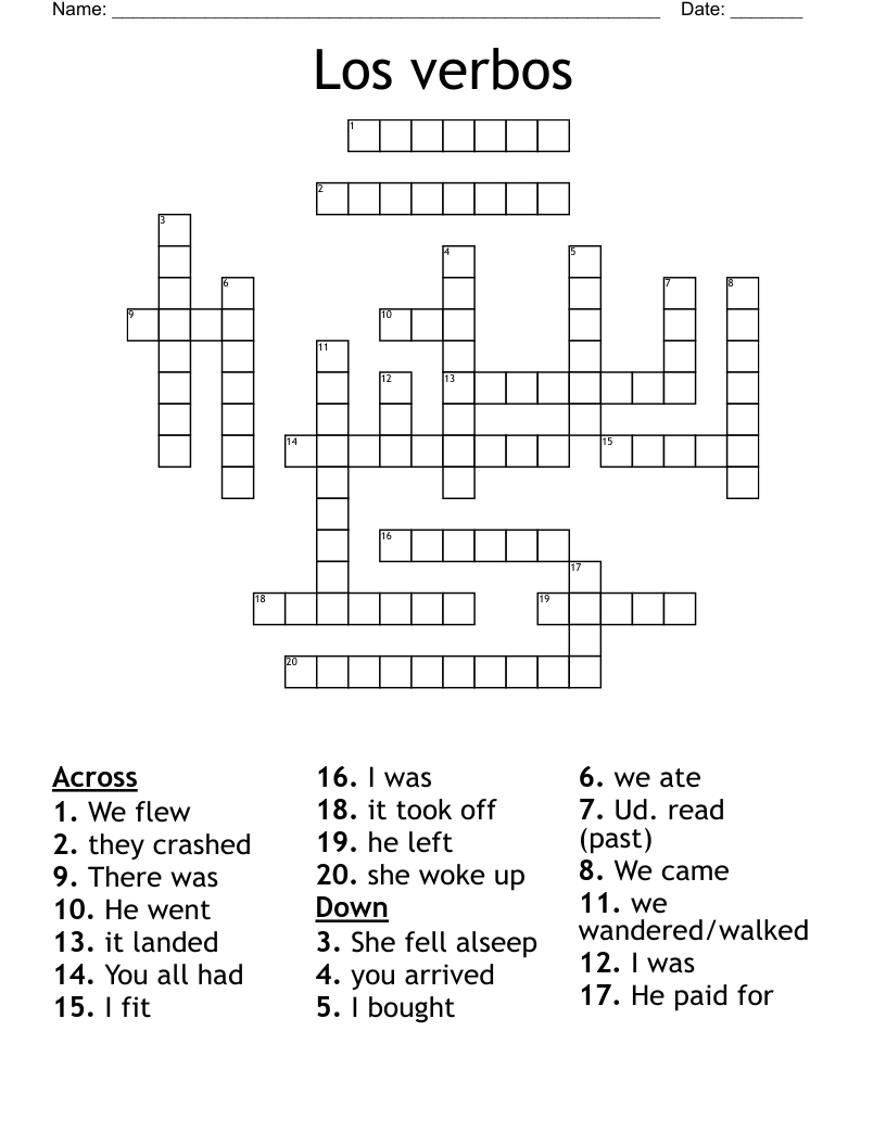 Los verbos Crossword