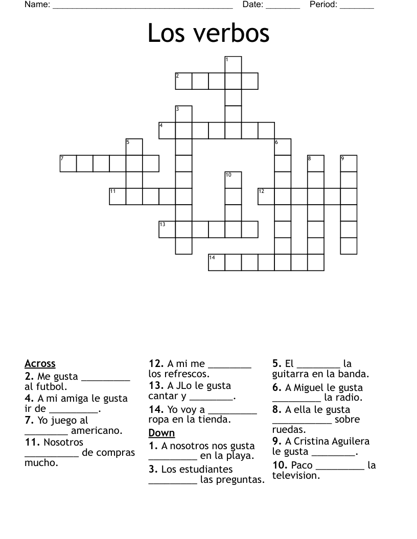 Los verbos Crossword
