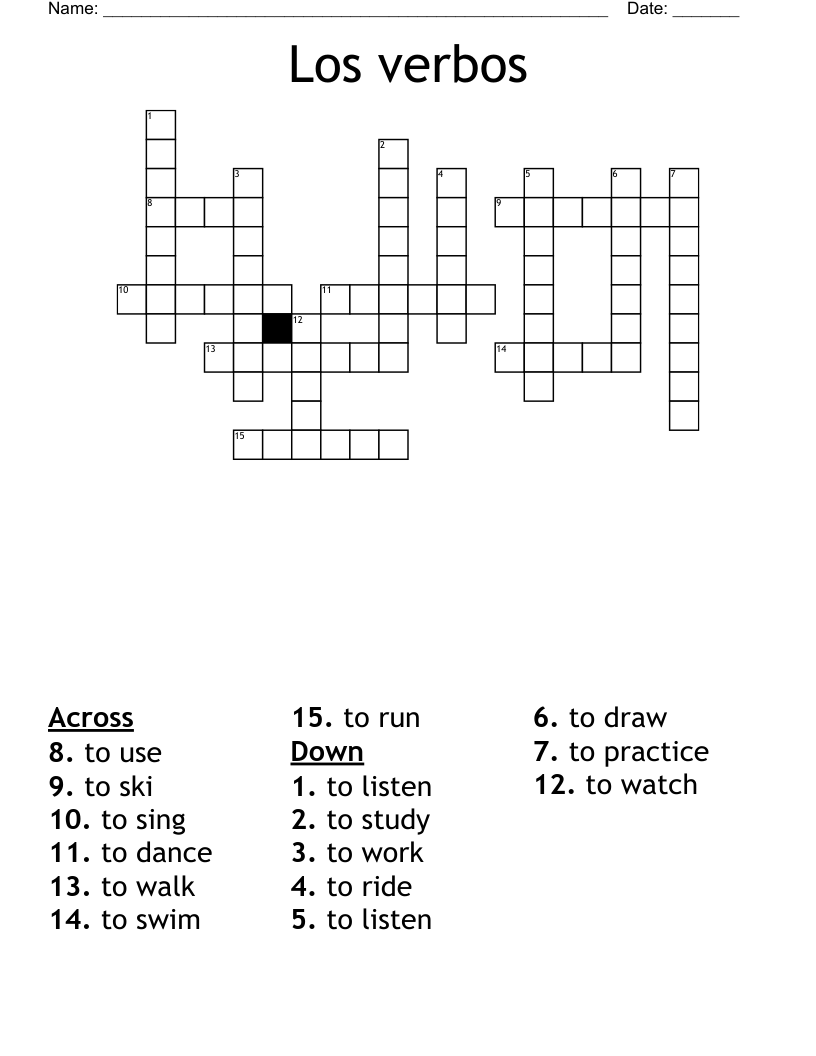 Los verbos Crossword