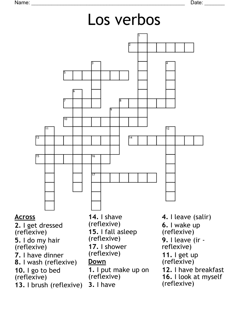 Los verbos Crossword