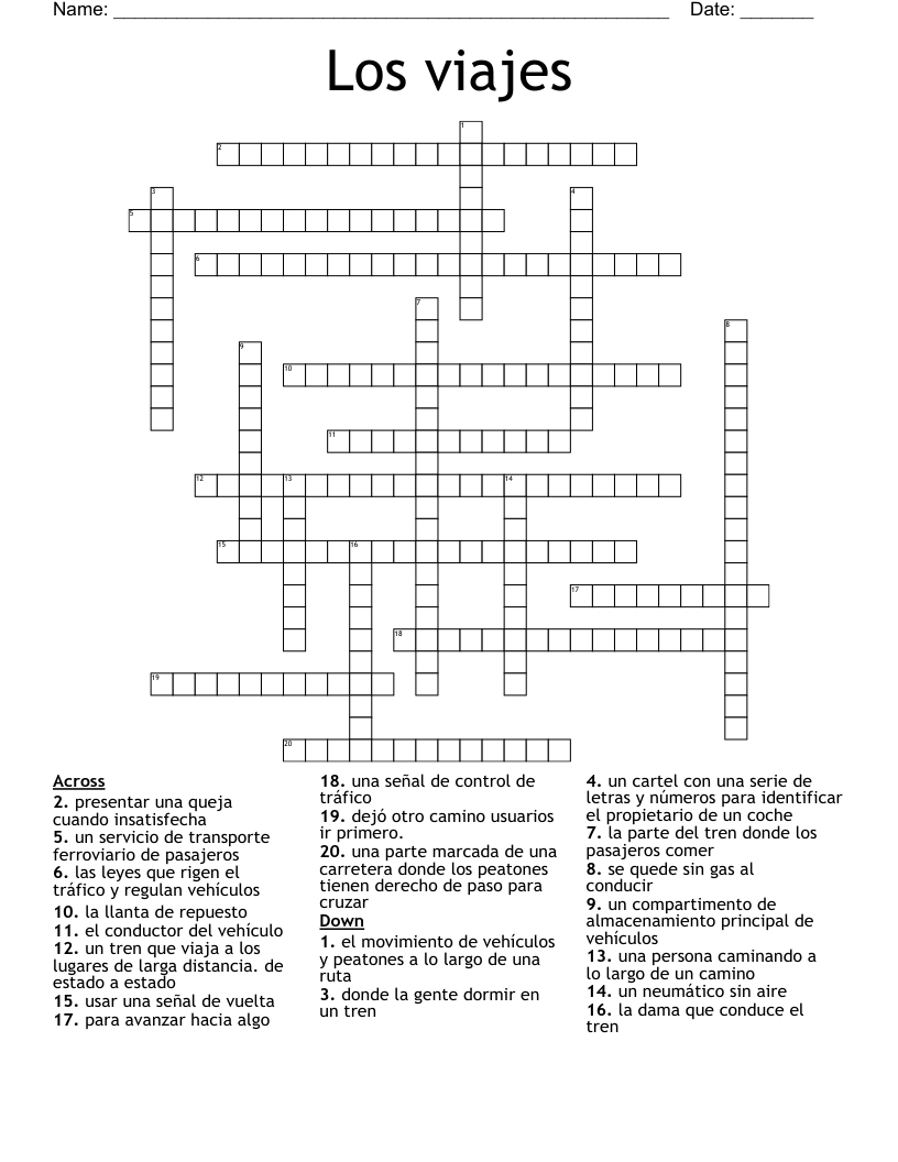 Los viajes  Crossword