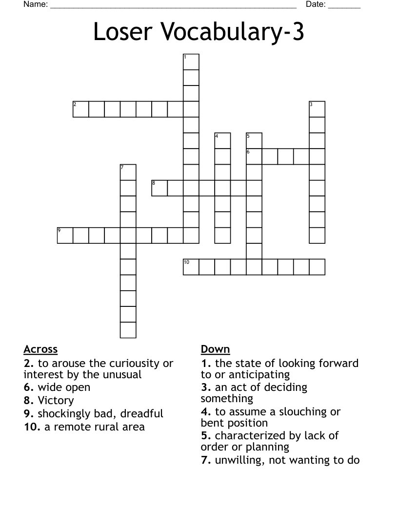 Loser Vocabulary-3 Crossword