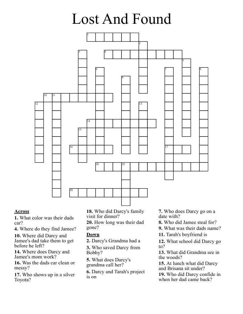 Lost And Found Crossword