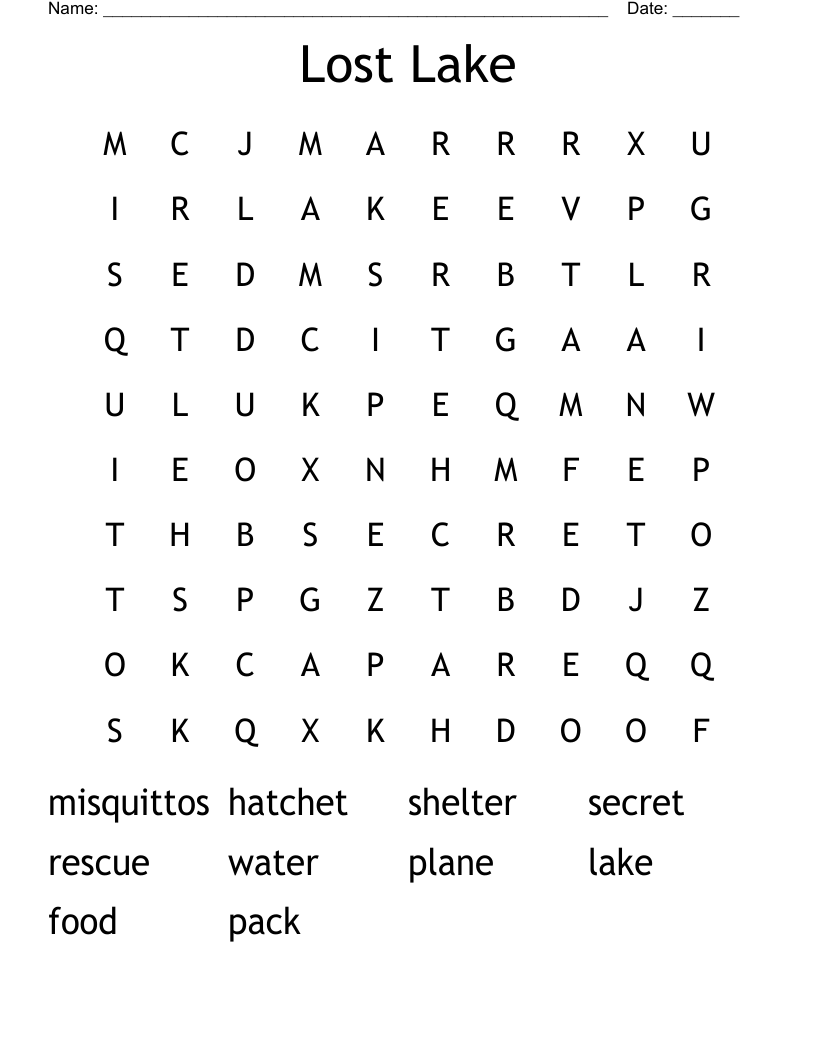 Lost Lake Word Search