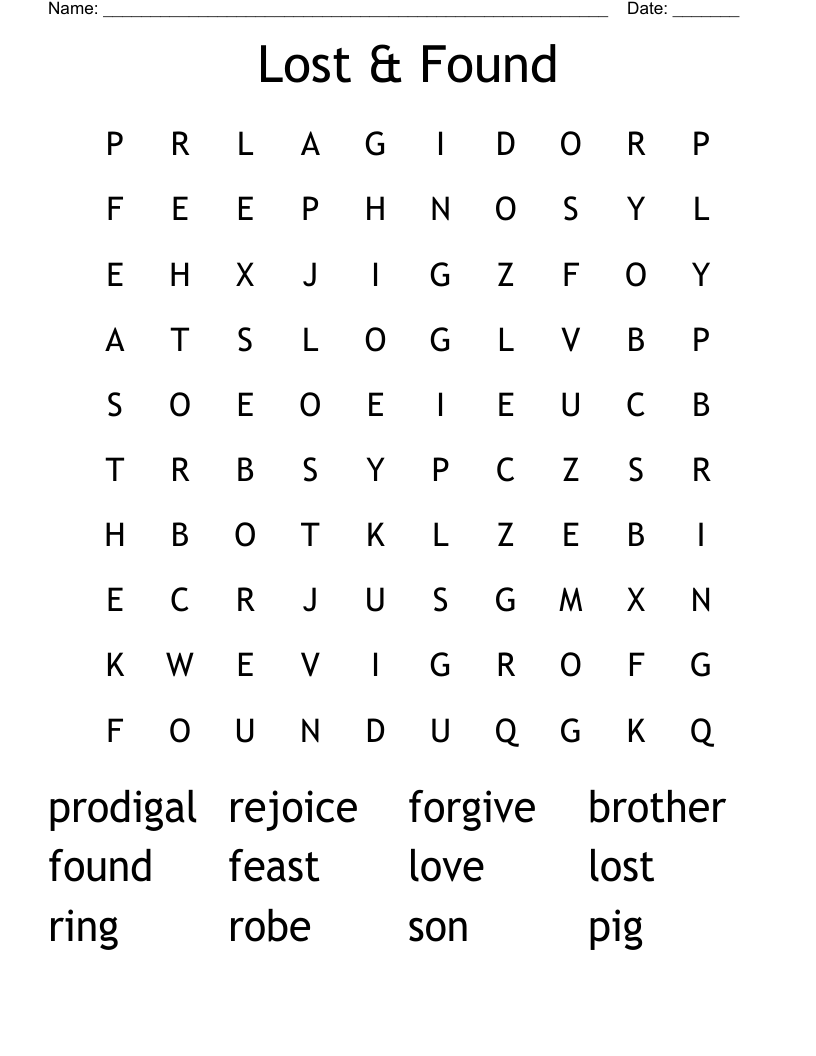 Lost & Found Word Search