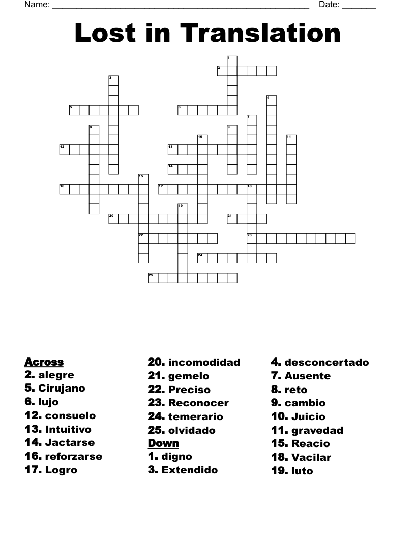 Lost in Translation Crossword