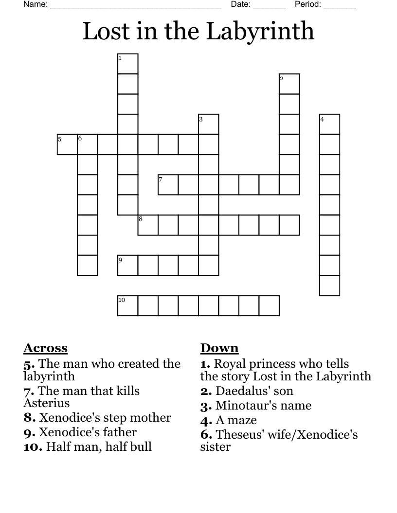 Lost in the Labyrinth Crossword