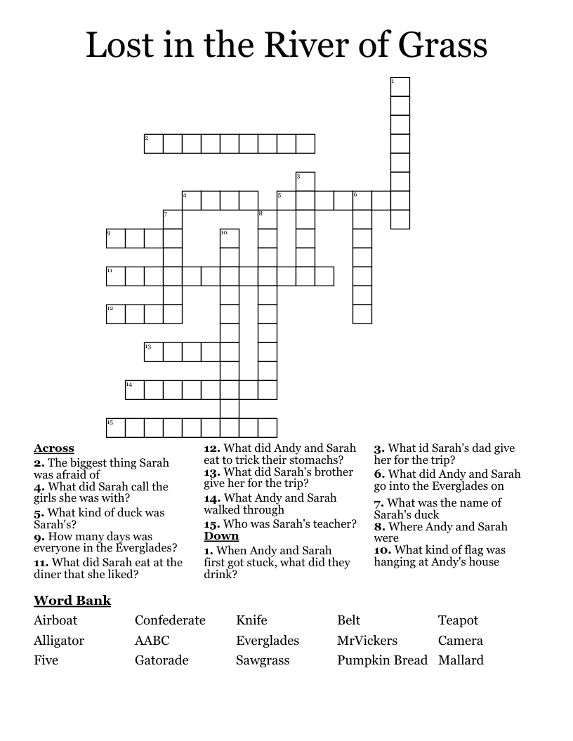 Lost in the River of Grass Crossword