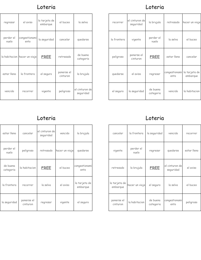 Loteria Bingo Cards
