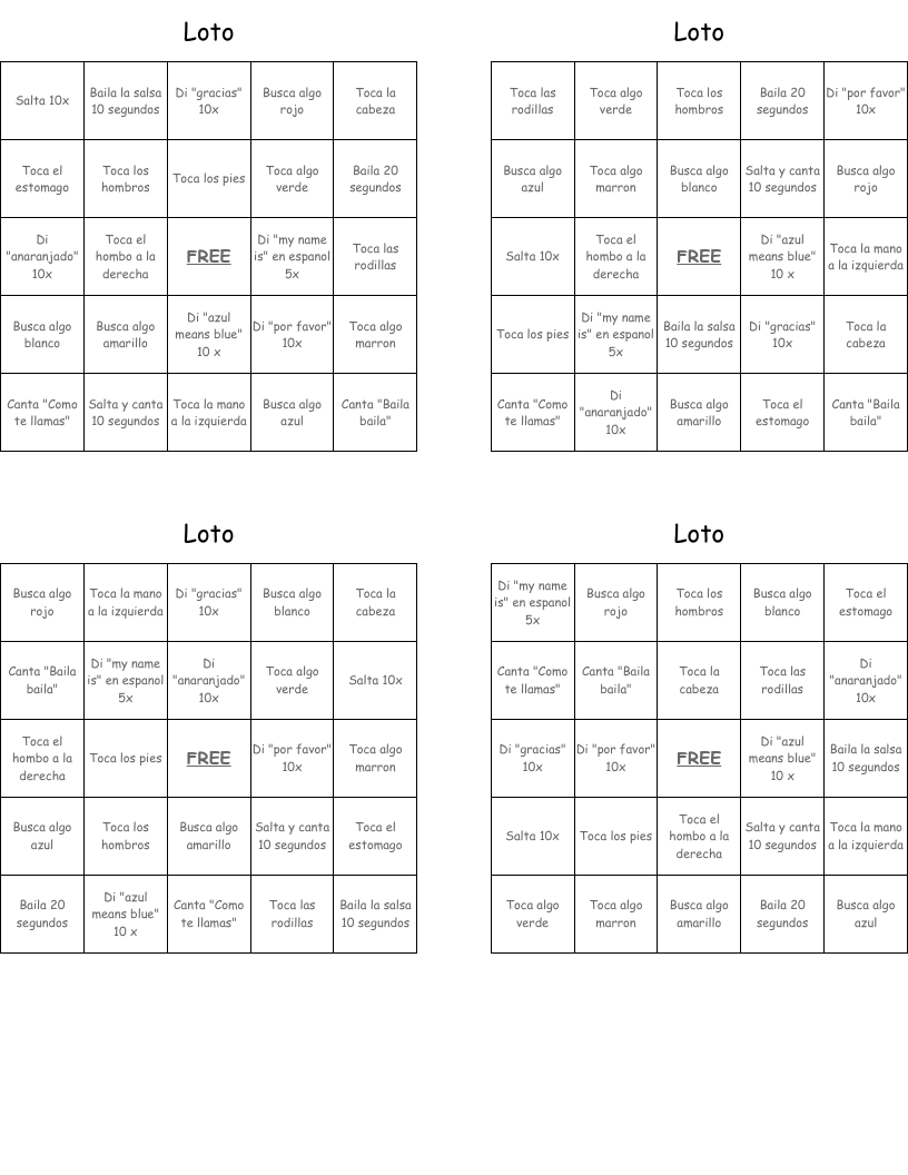Loto Bingo Cards