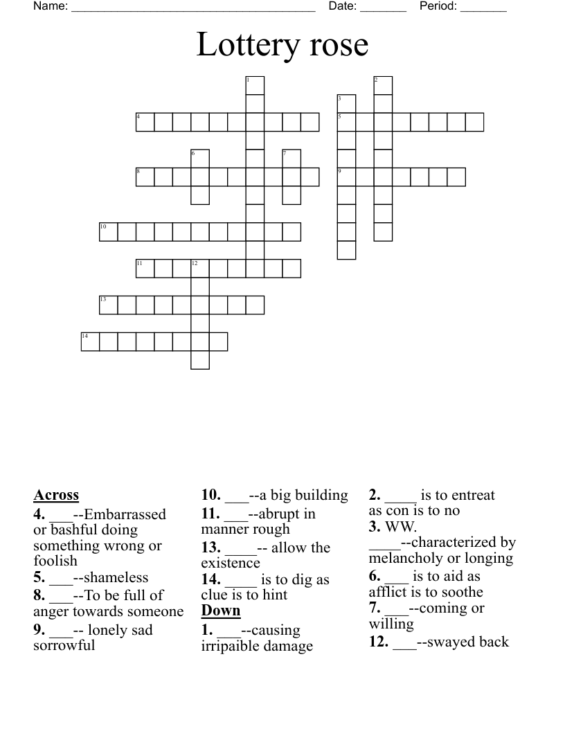 Lottery rose Crossword