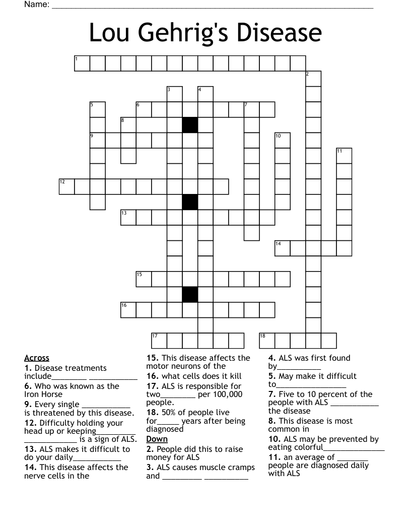 Lou Gehrig's Disease Crossword
