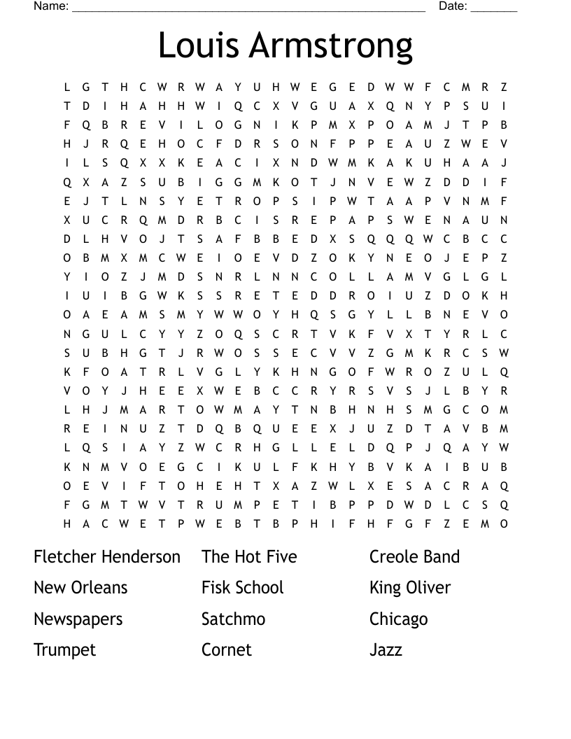Louis Armstrong Word Search