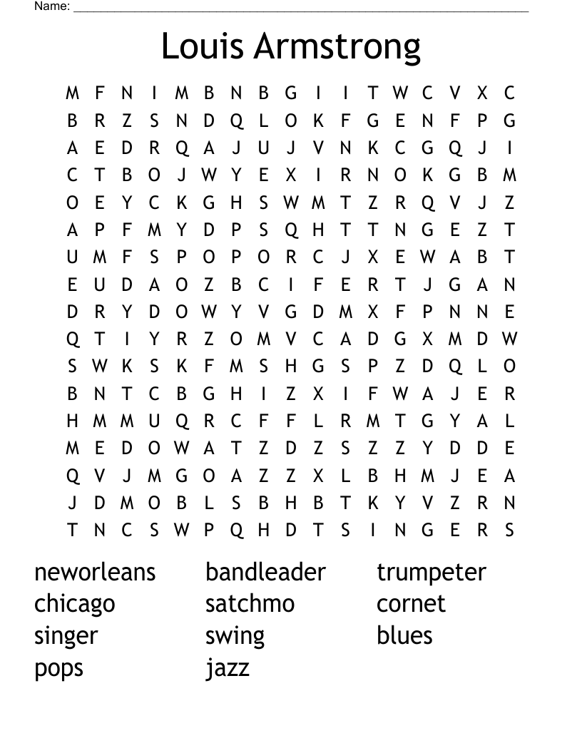 Louis Armstrong Word Search