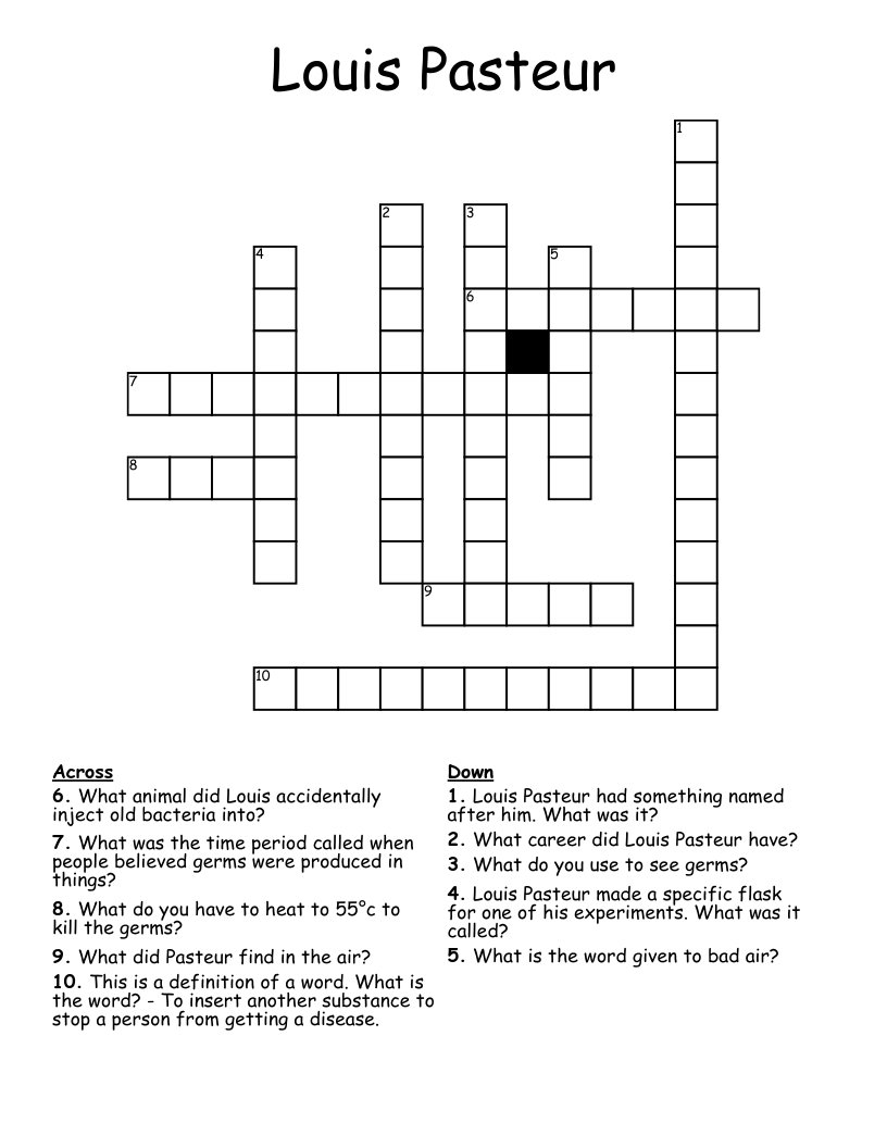 Louis Pasteur Crossword