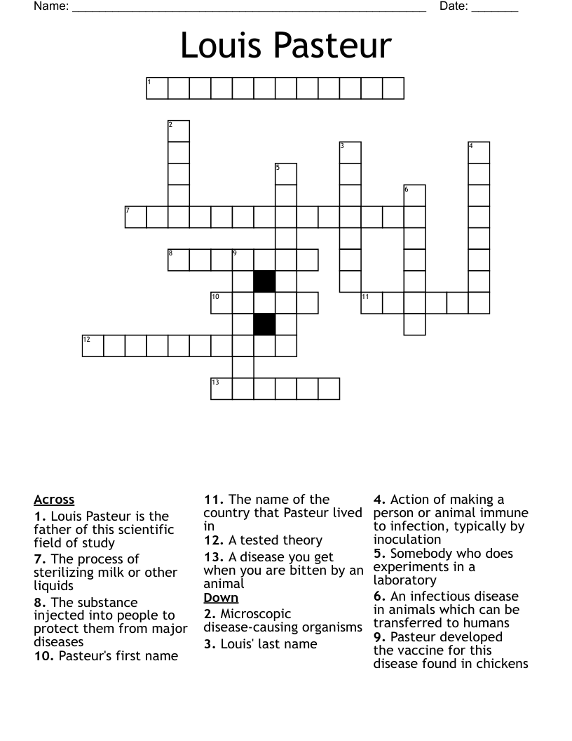 Louis Pasteur Crossword
