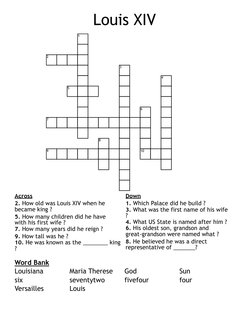 Louis XIV Crossword