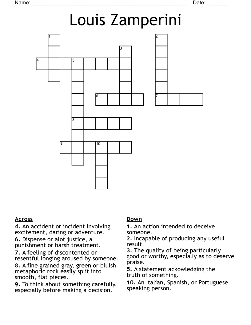 Louis Zamperini Crossword