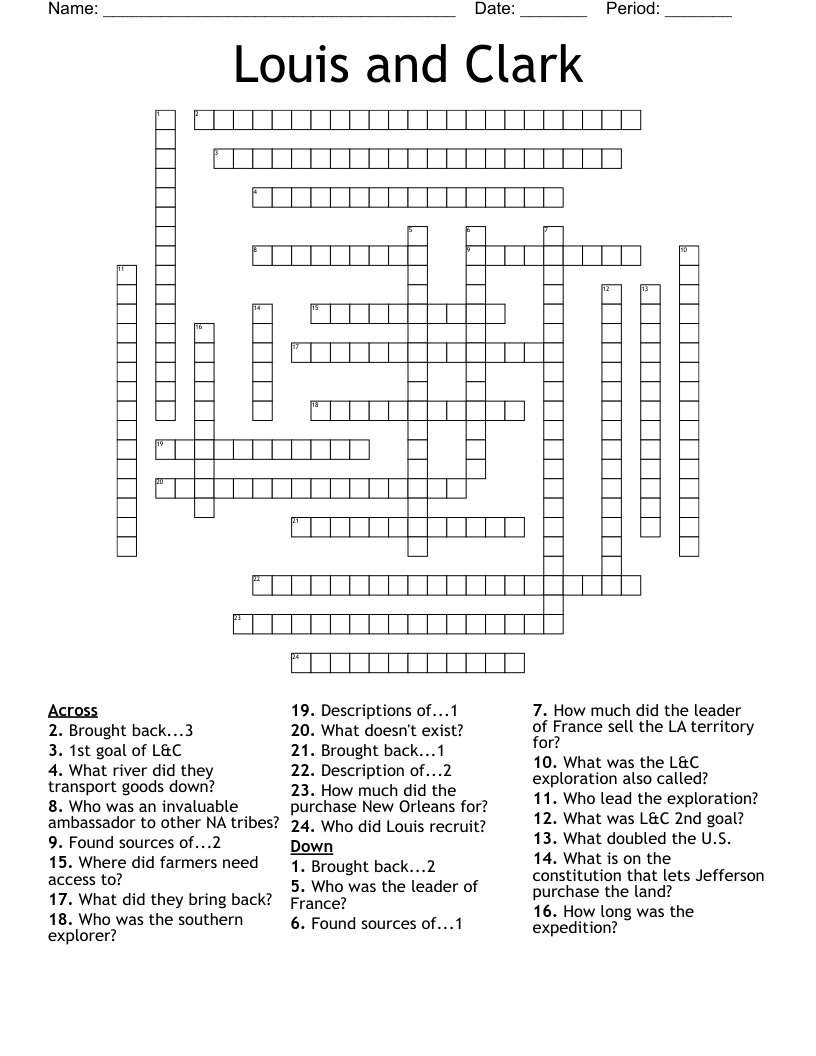Louis and Clark Crossword