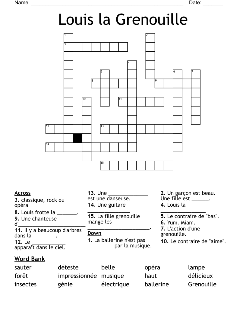 Louis la Grenouille Crossword