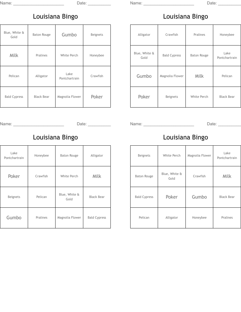 Louisiana Bingo