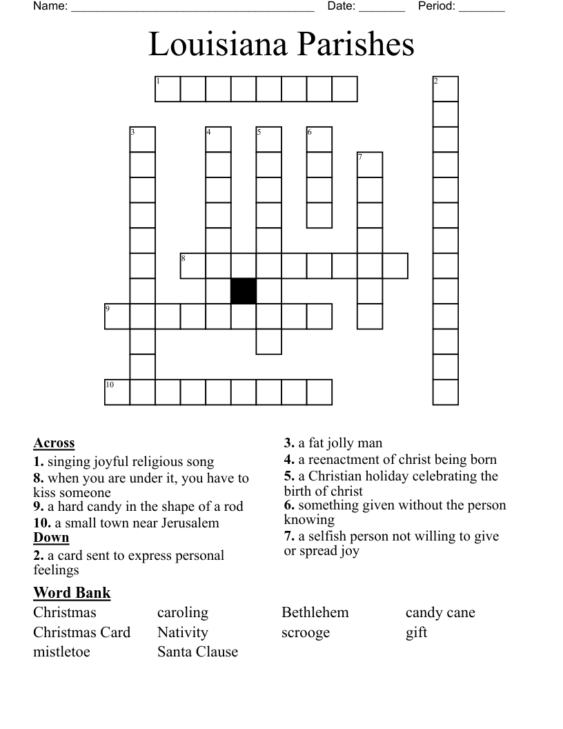 Louisiana Parishes Crossword