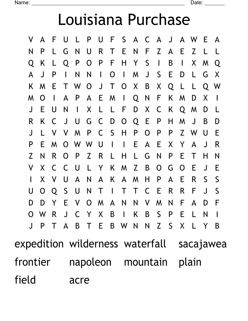 Louisiana Purchase Word Search