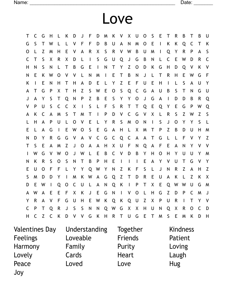 Love Word Search