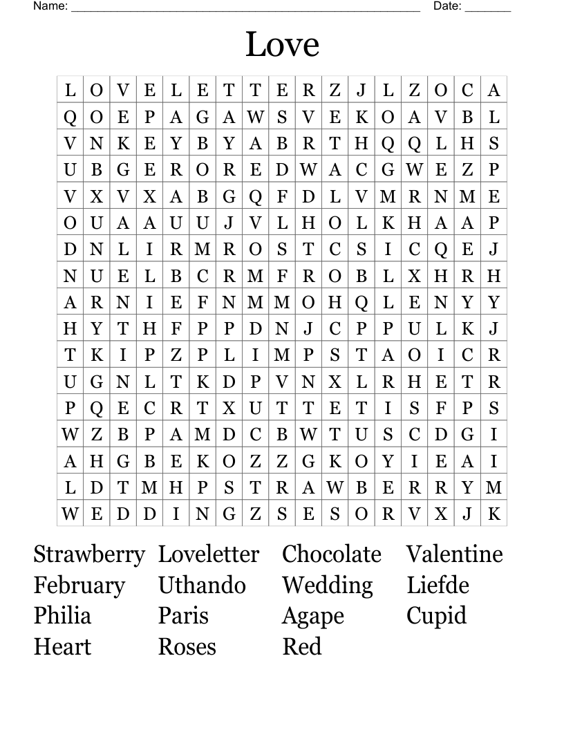 Love Word Search