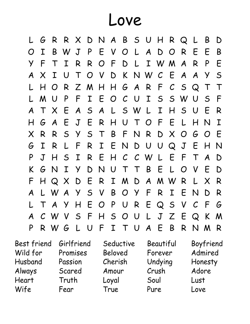 Love Word Search
