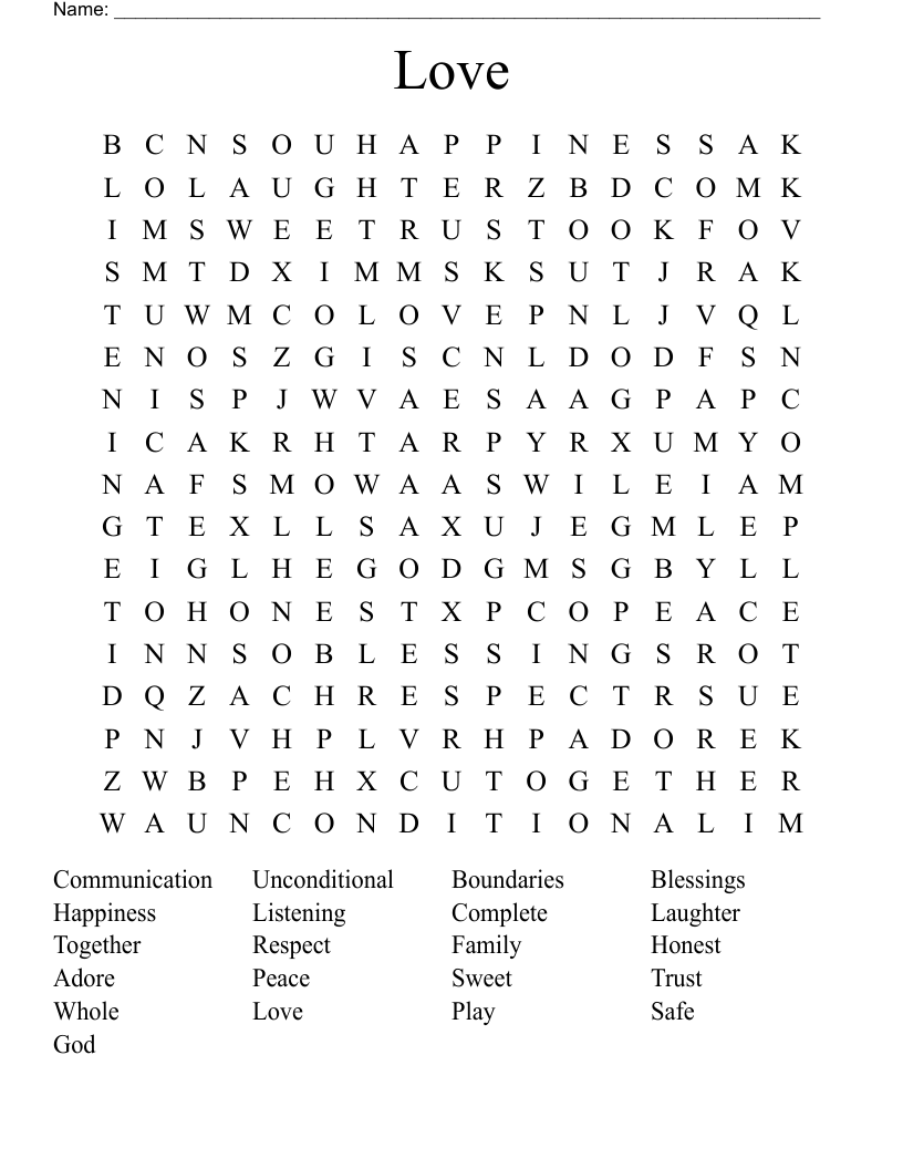 Love Word Search
