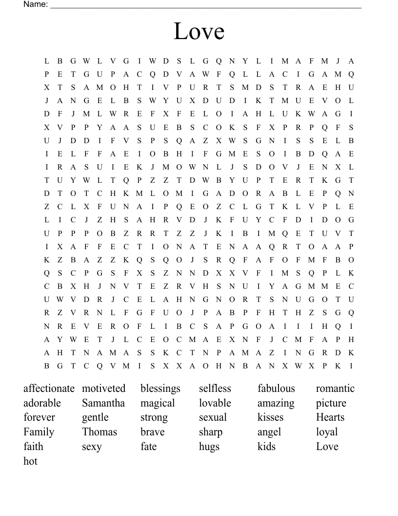 Love Word Search