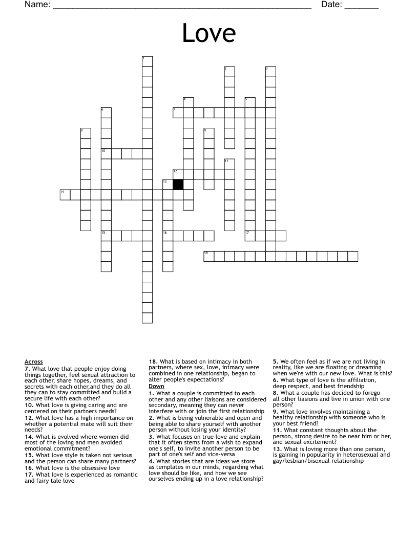 Love Crossword