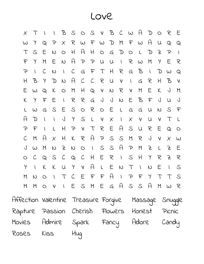 Love Word Search