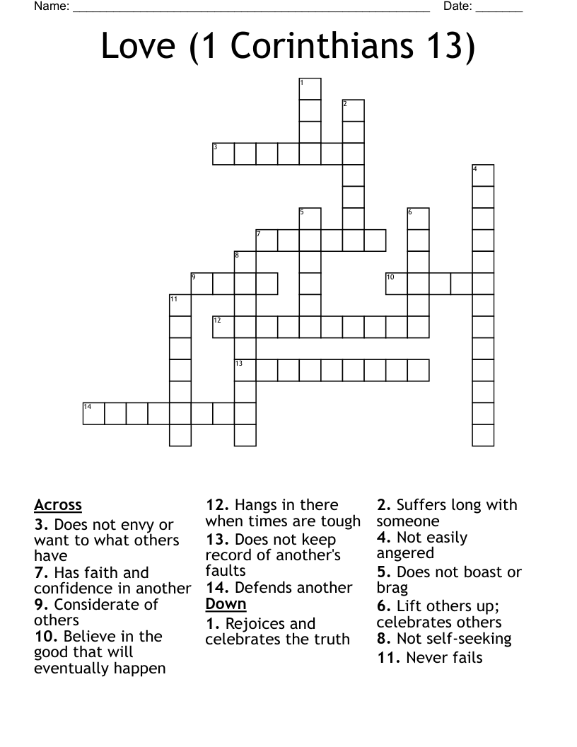 Love (1 Corinthians 13) Crossword