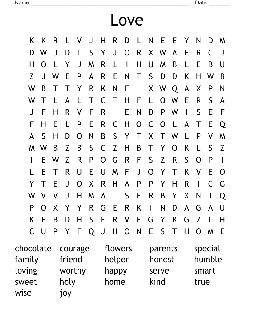 Love Word Search