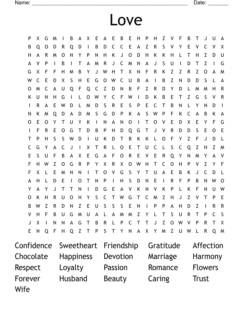 Love Word Search