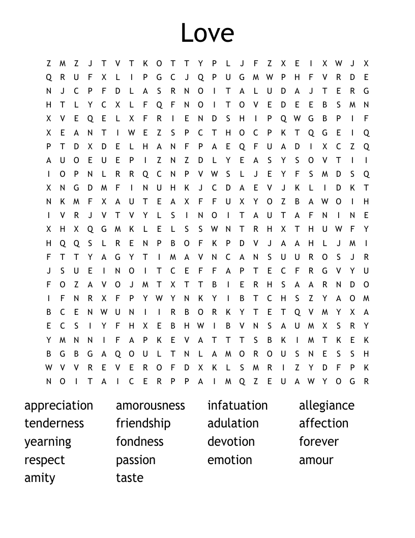 Love Word Search