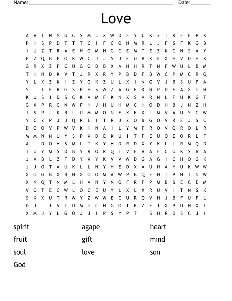 Love Word Search