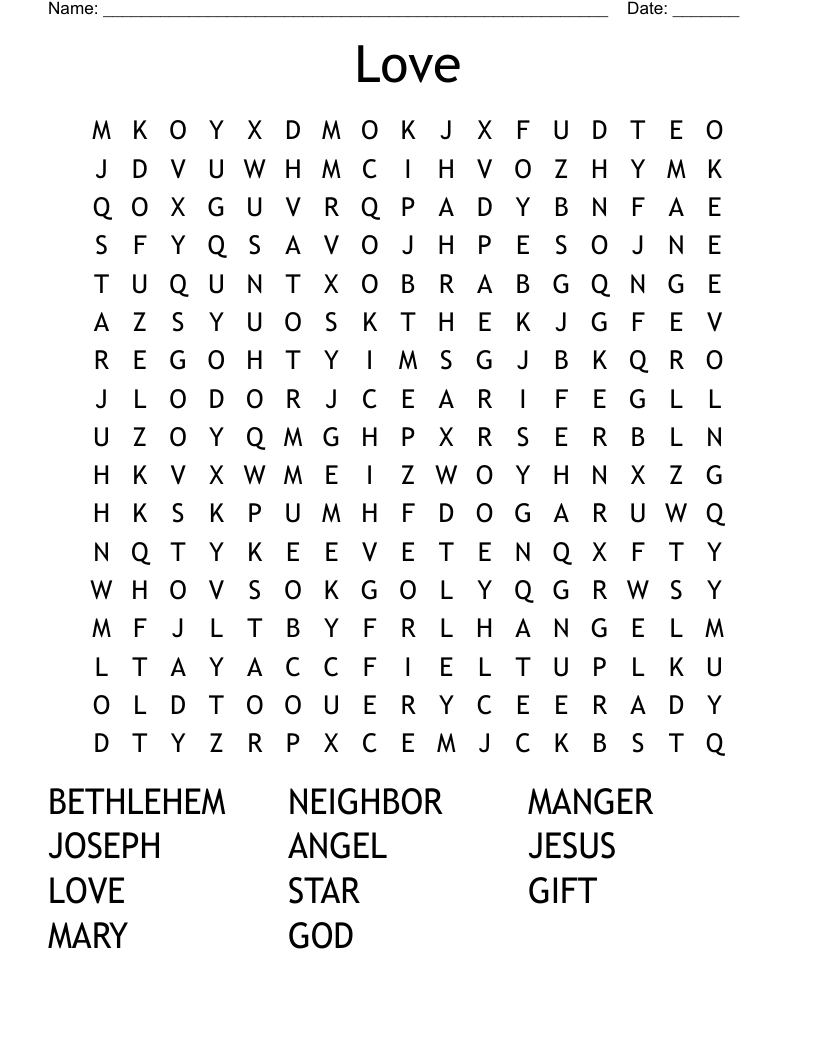 Love Word Search