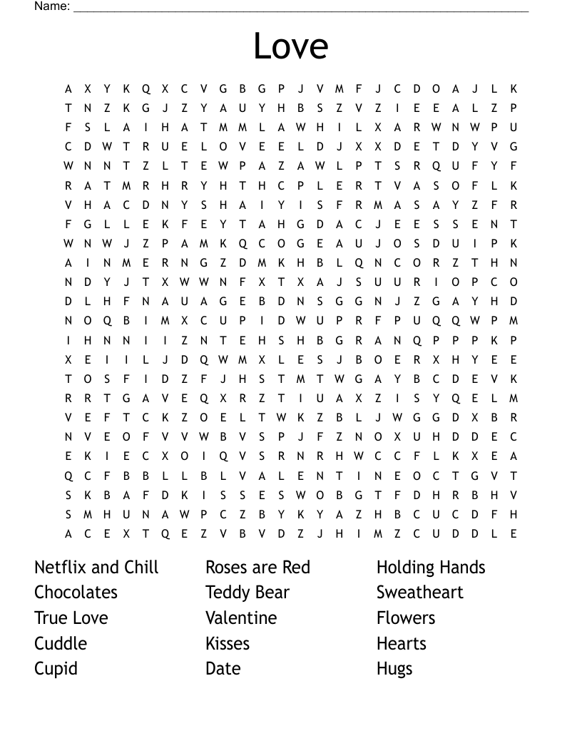 Love Word Search