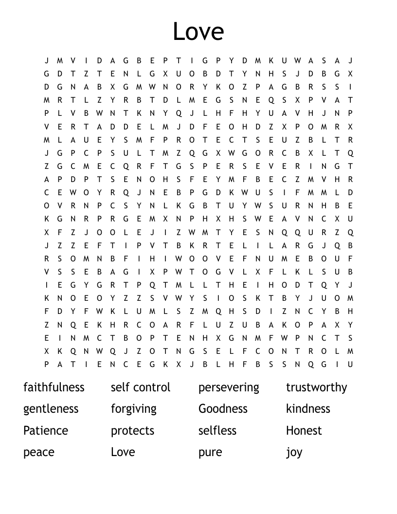 Love Word Search