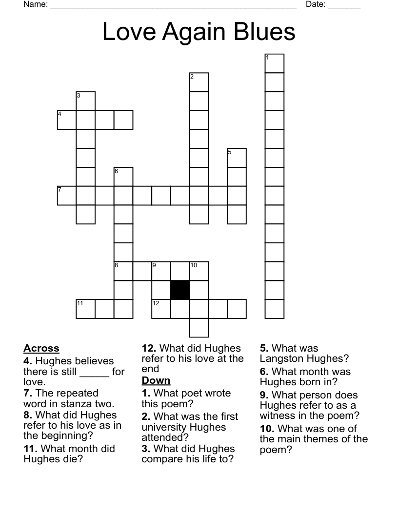 Love Again Blues Crossword