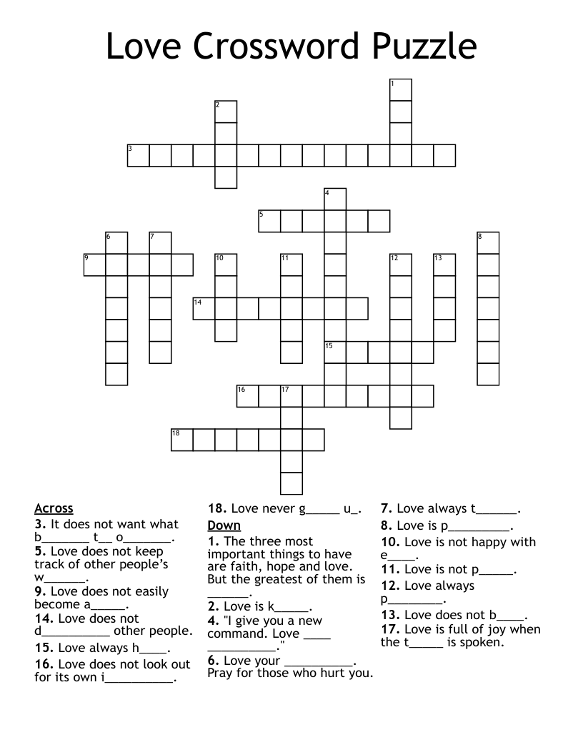 Love Crossword Puzzle