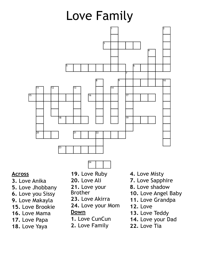 Love Family Crossword