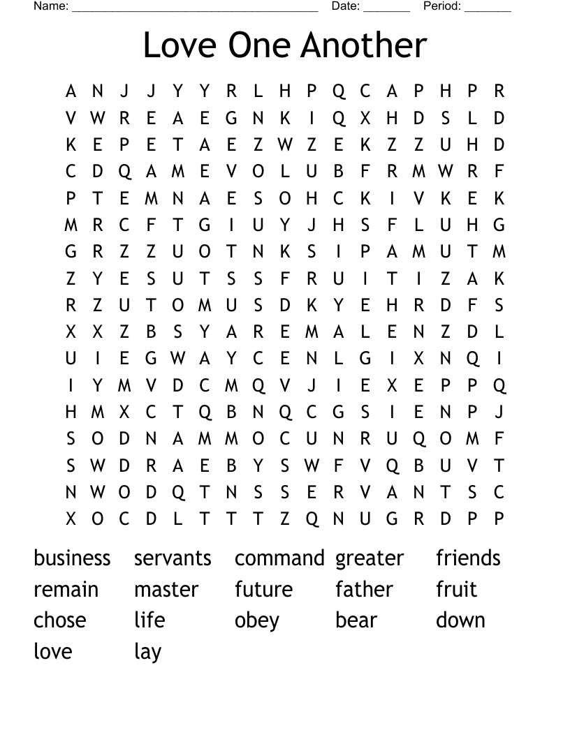 Love One Another Word Search
